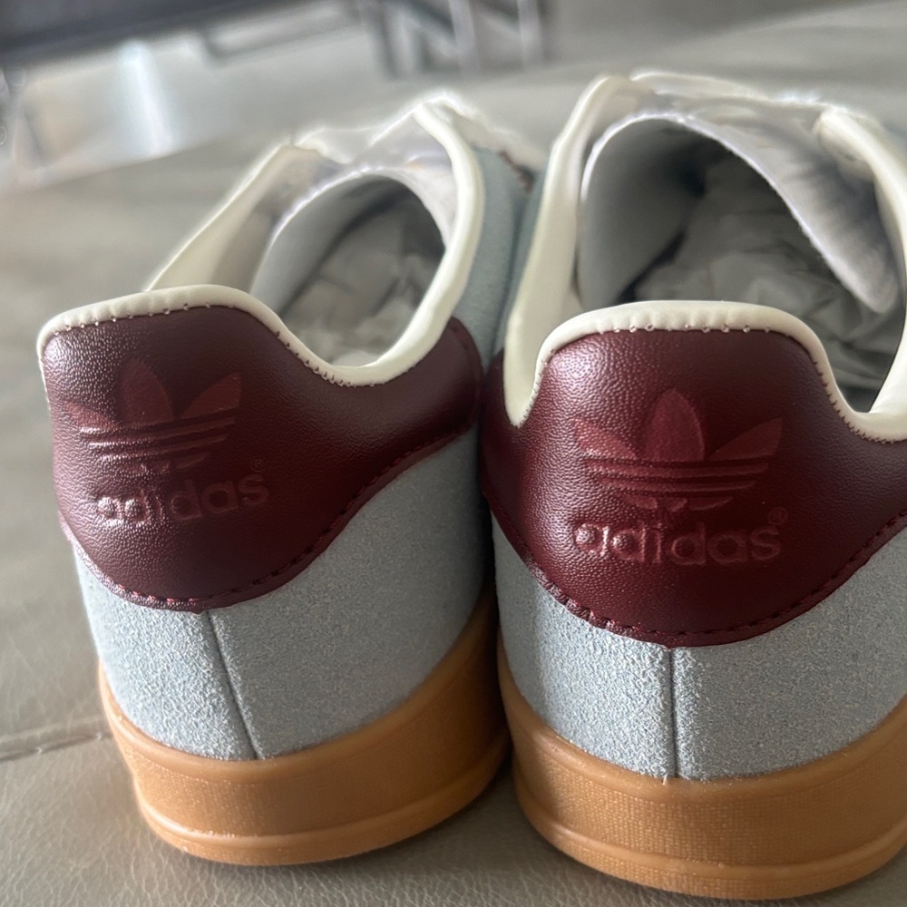 Adidas Gazelle Light Blue Sneakers with Maroon and Green Stripes - Picture 2 of 9